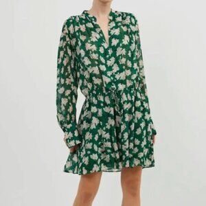 Rag & Bone Carly Green Floral Long Sleeve Dress XL